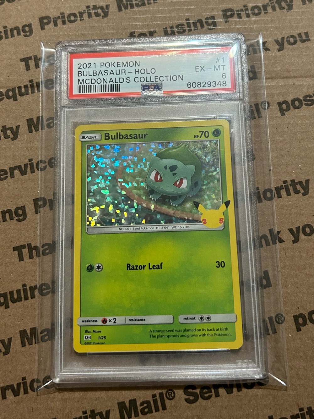 PSA 6 Holo Bulbasaur 🍃 Pokemon x Mc Donald’s 25th Anniversary TCG Card No. 1/25